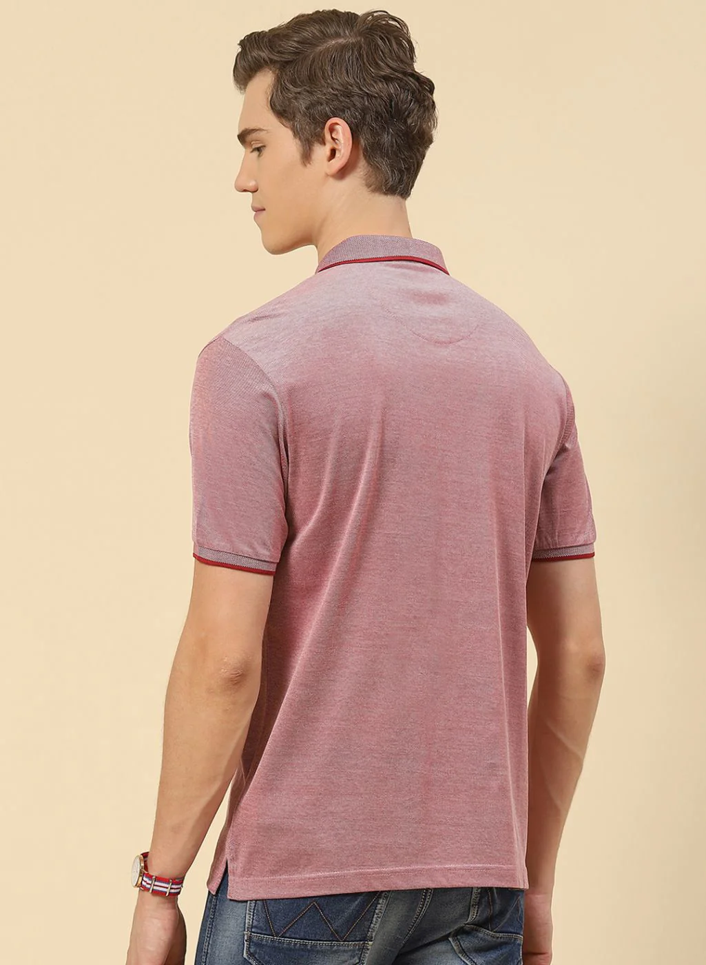 Men Red Solid T-Shirt - Image 4