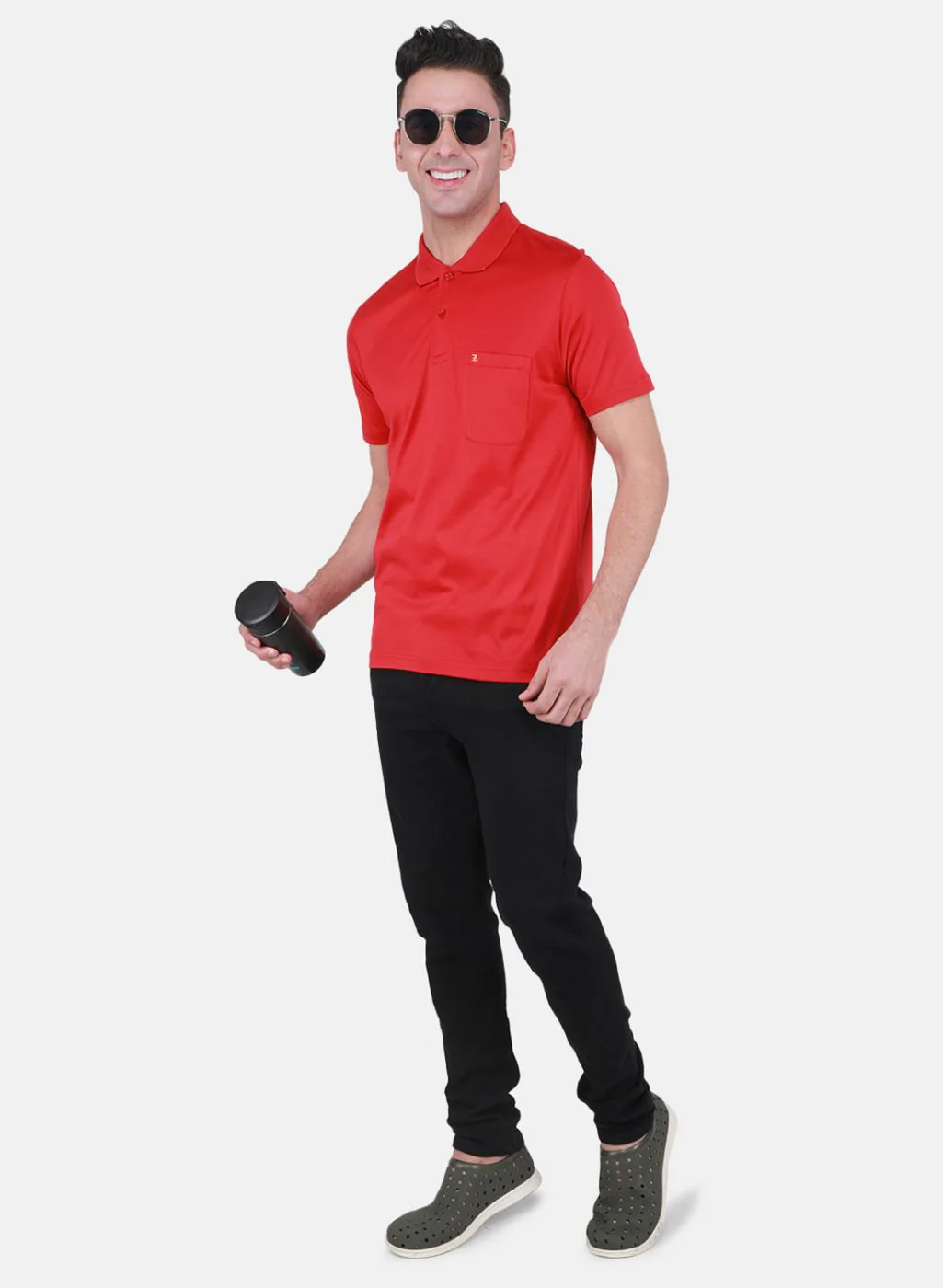 Men Red Solid T-Shirt - Image 4
