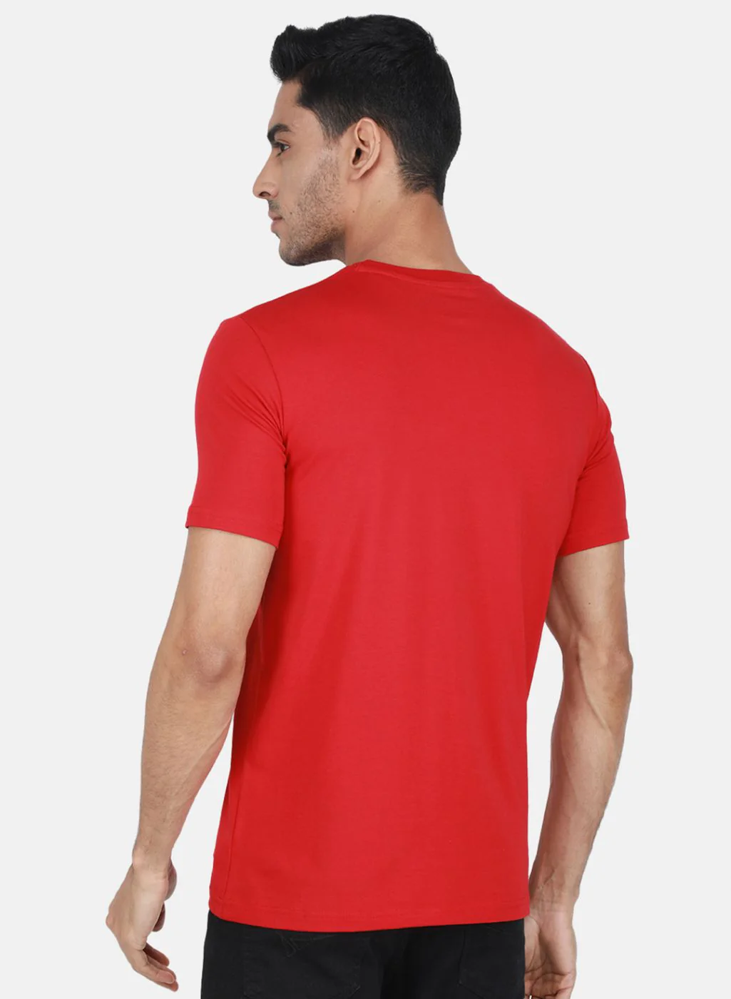 Men Red Solid T-Shirt - Image 3