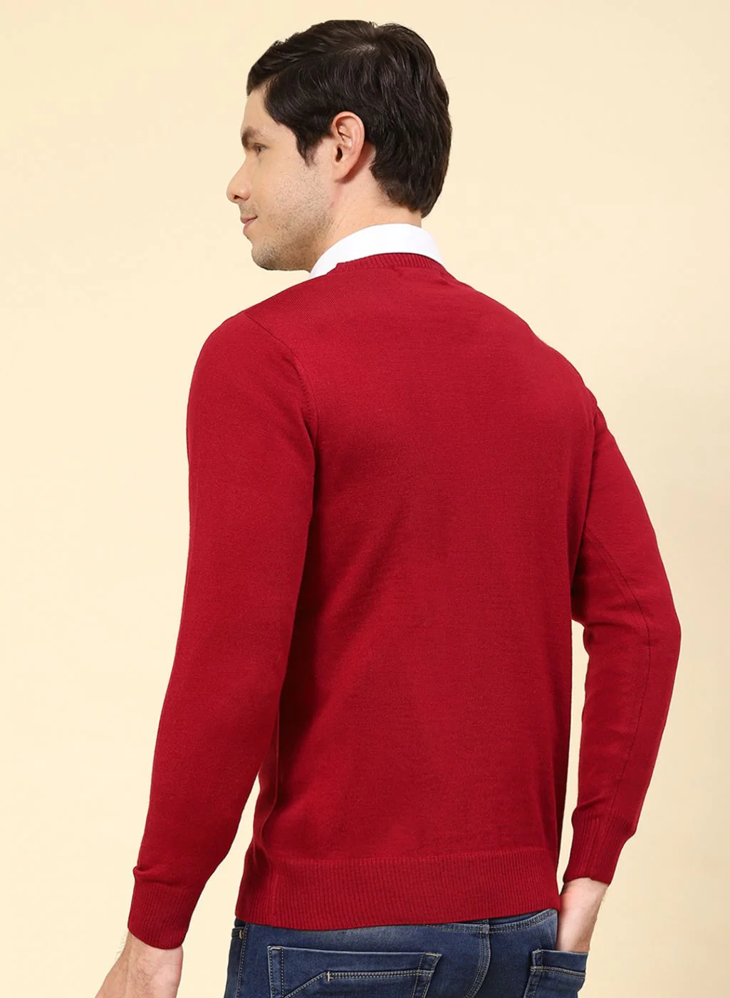 Men Red Solid Wool blend Pullover - Image 5