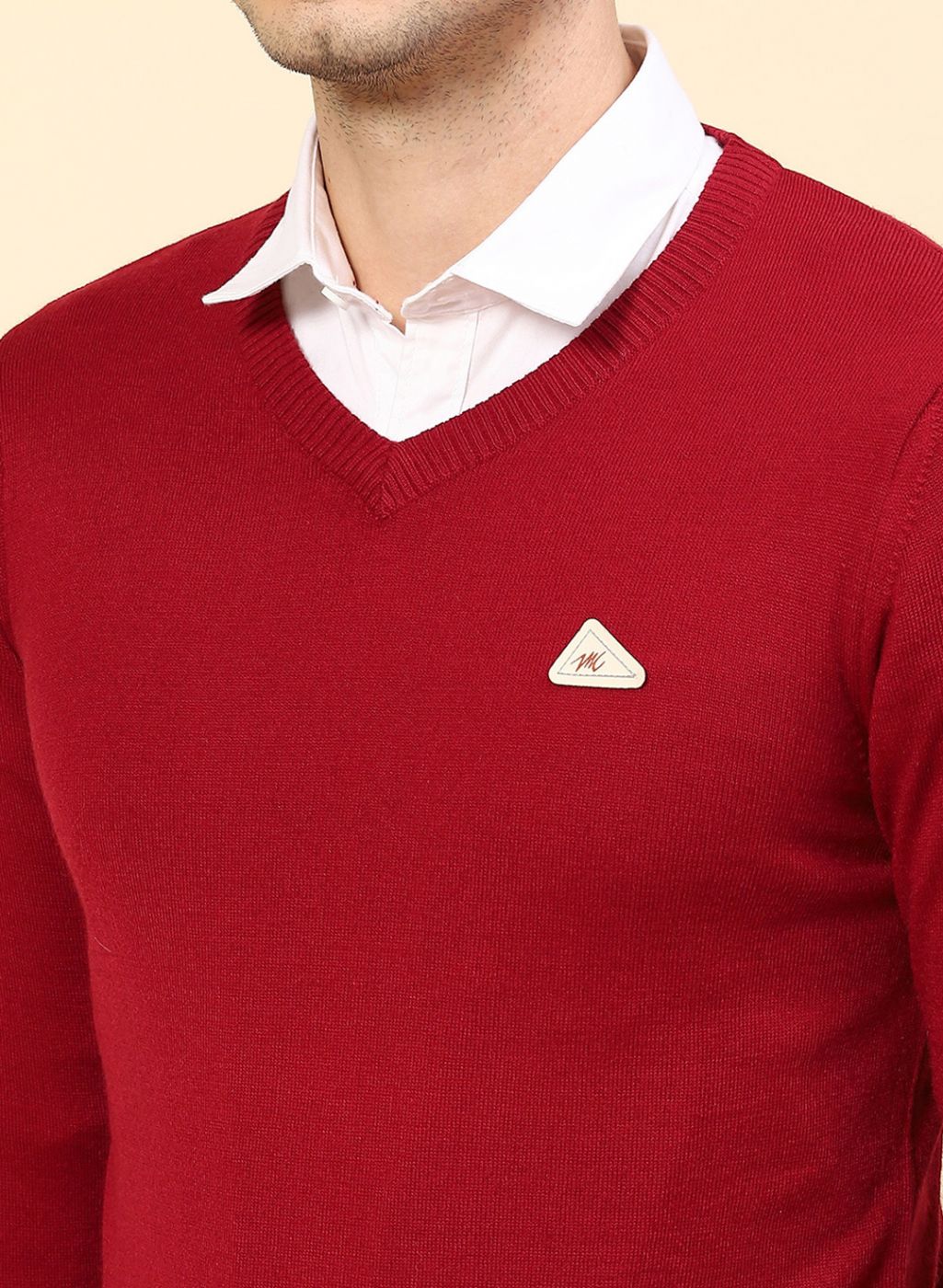 Men Red Solid Wool blend Pullover - Image 6