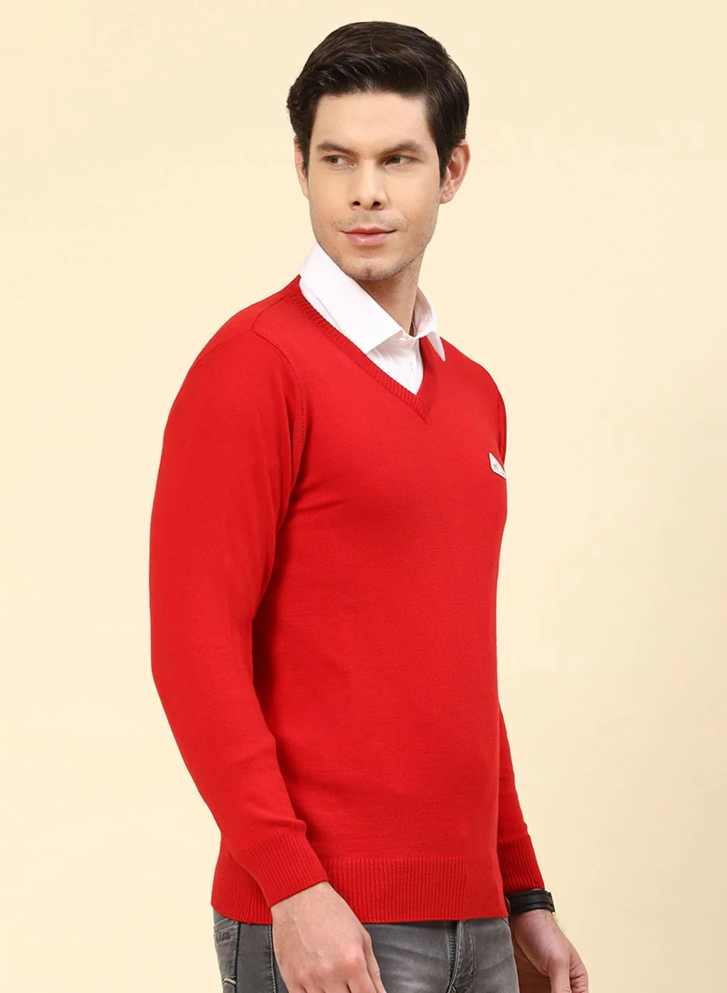 Men Red Solid Wool blend Pullover - Image 4