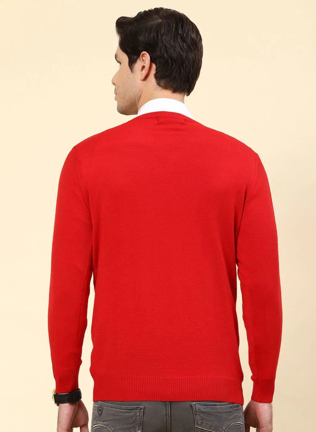 Men Red Solid Wool blend Pullover - Image 5