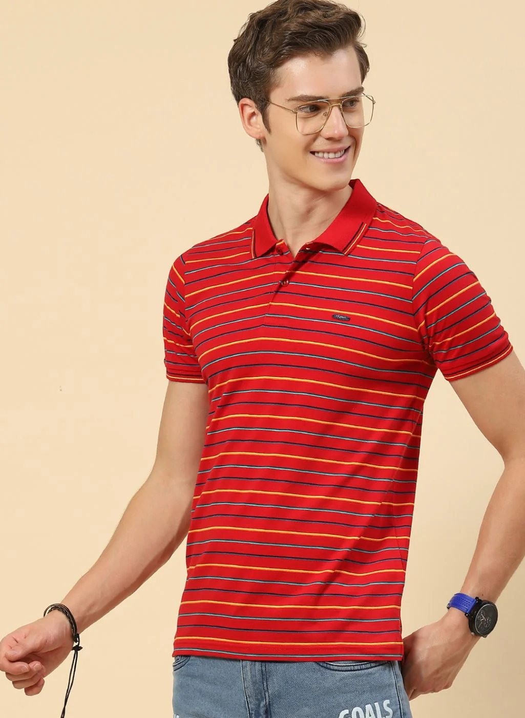 Men Red Stripe T-Shirt - Image 3