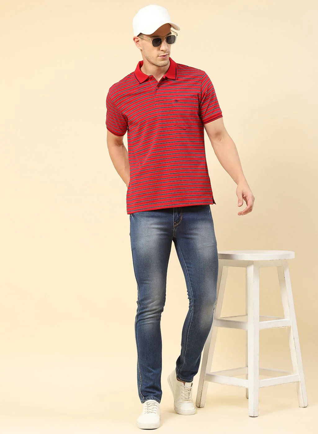 Men Red Stripe T-Shirt - Image 5