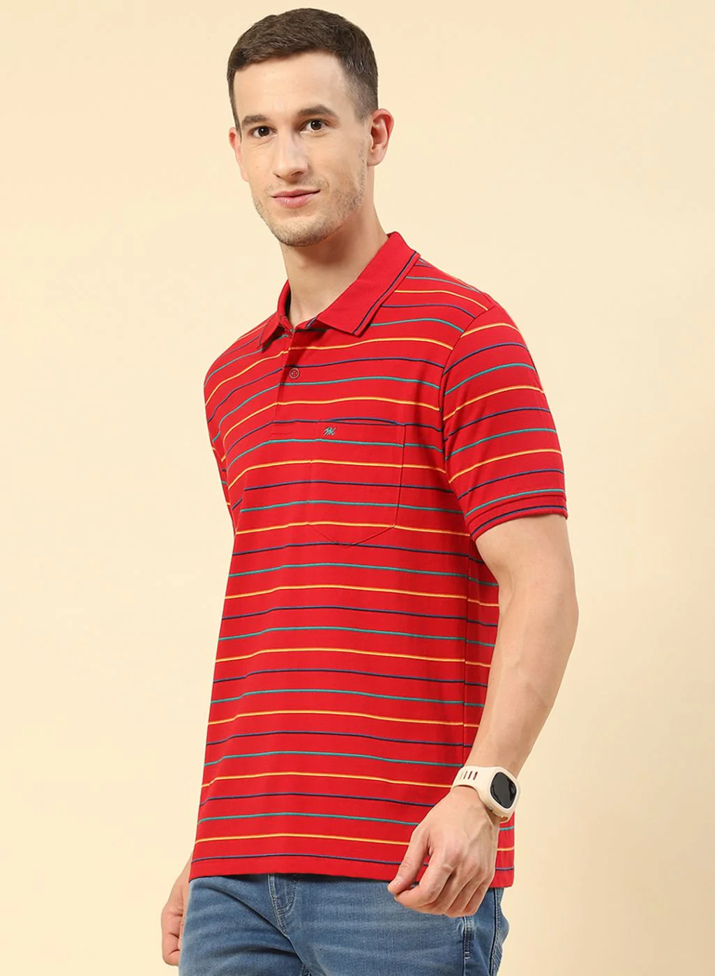 Men Red Stripe T-Shirt - Image 2