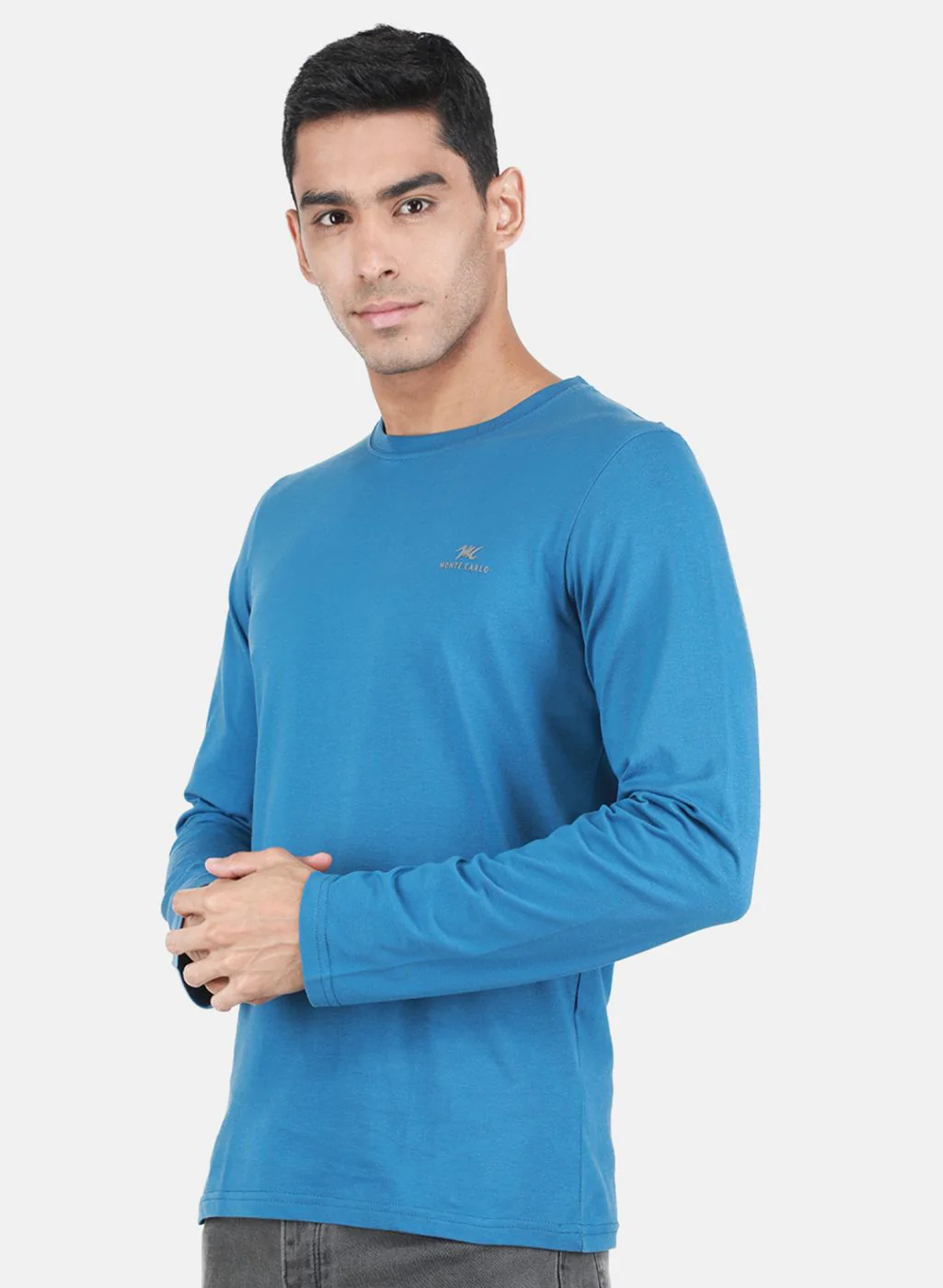 Men Rust Orange & Blue Solid T-Shirt - Image 3