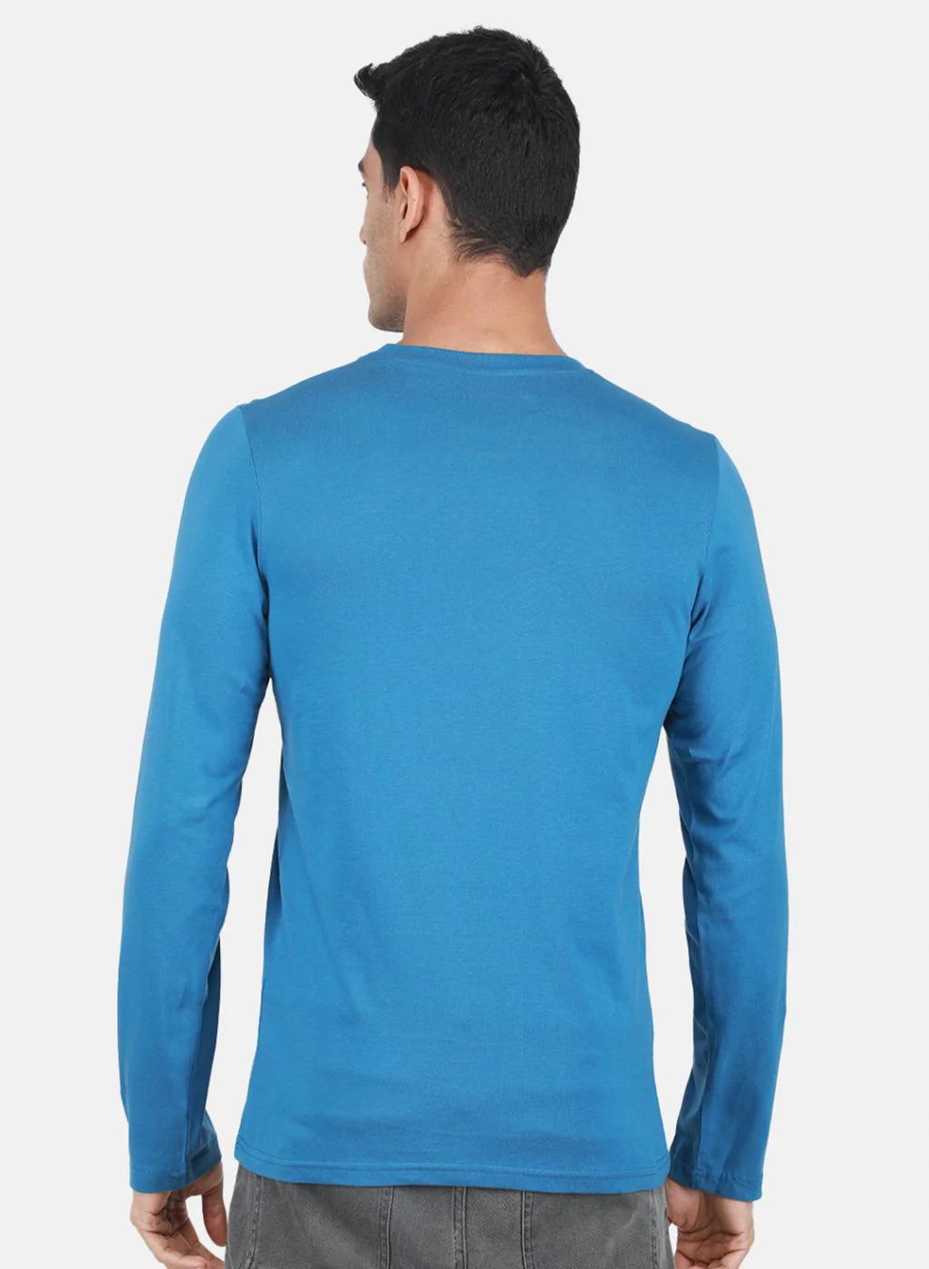 Men Rust Orange & Blue Solid T-Shirt - Image 4