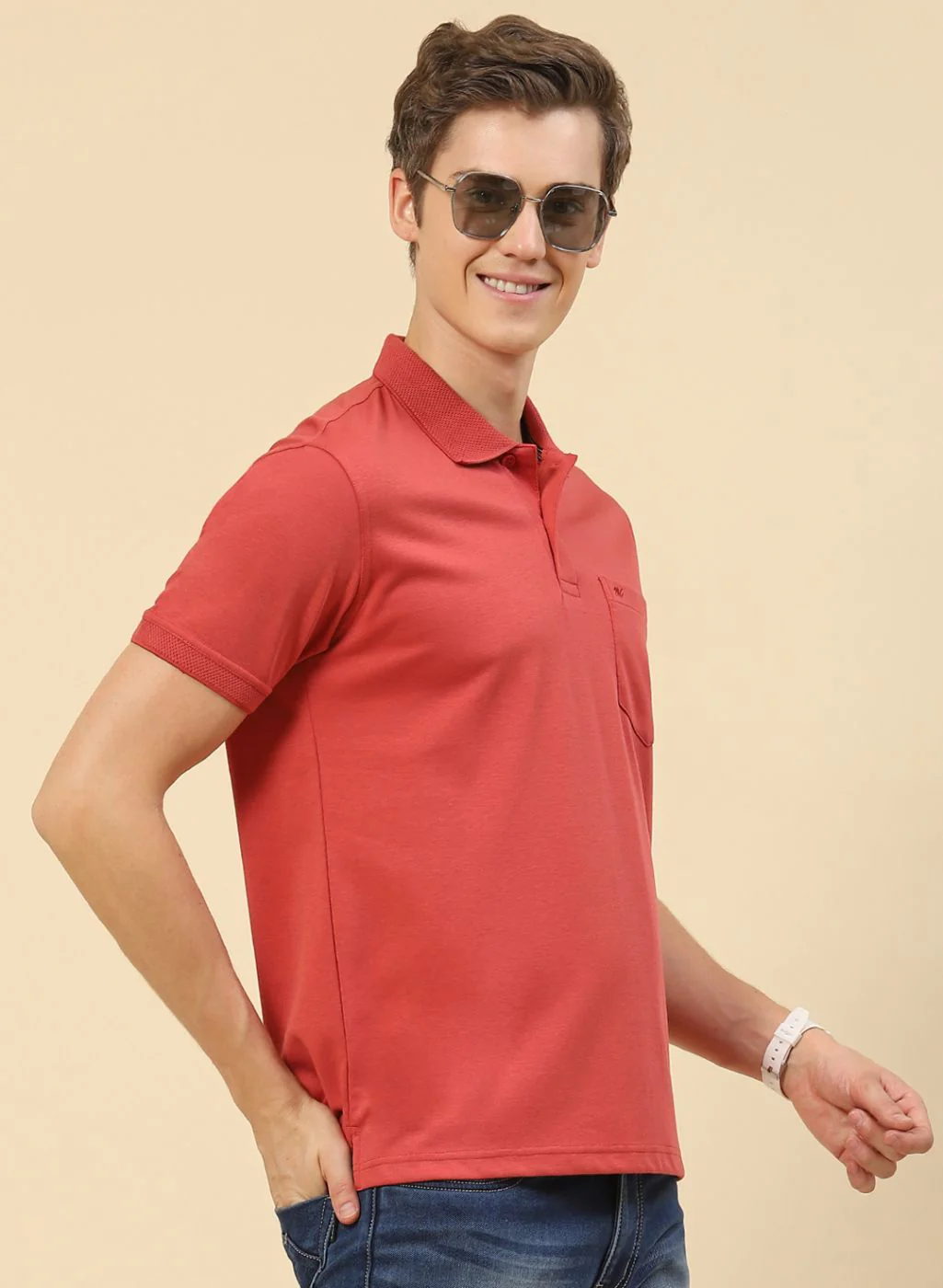 Men Rust Orange Plain T-Shirt - Image 4