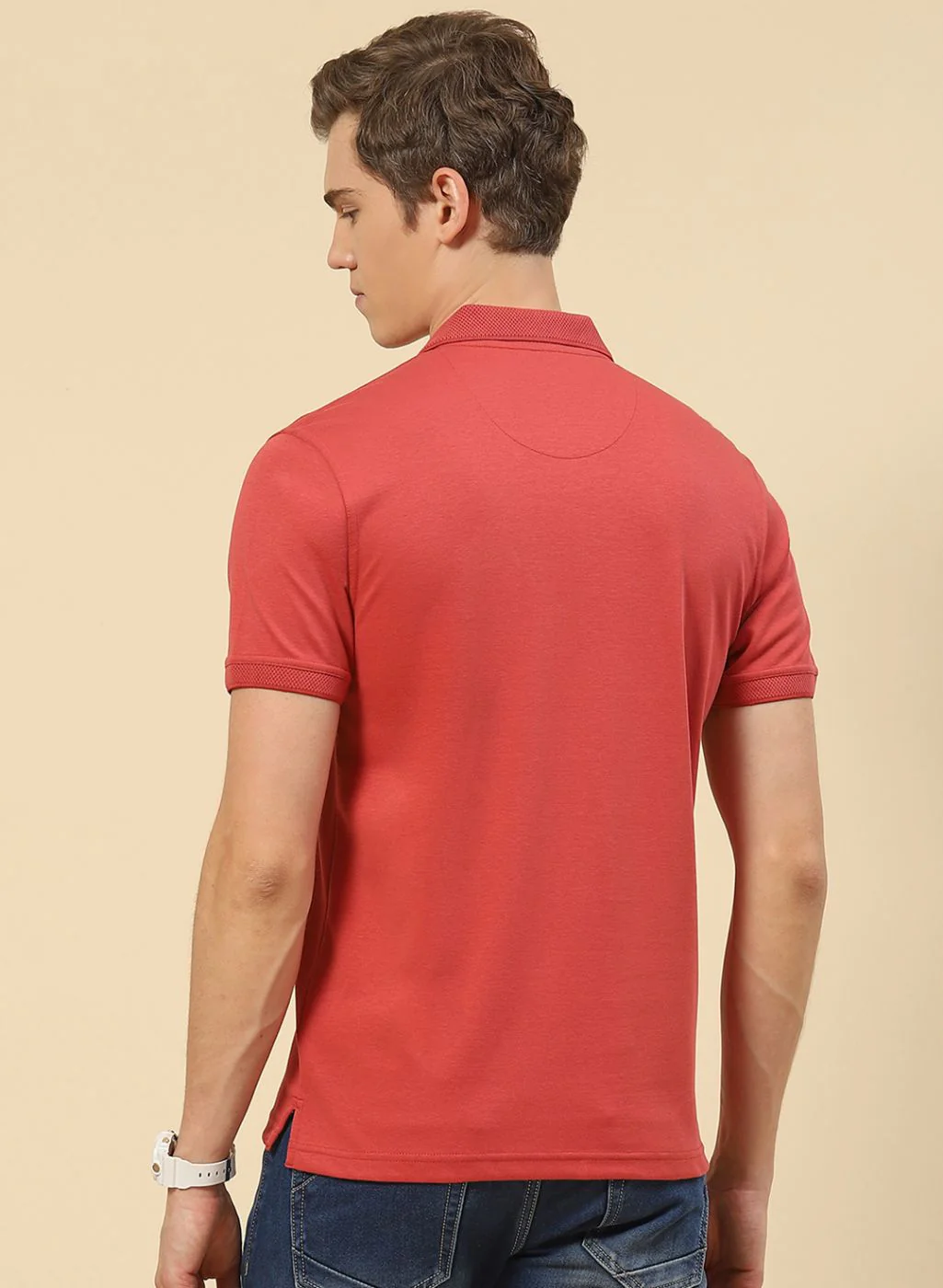 Men Rust Orange Plain T-Shirt - Image 5