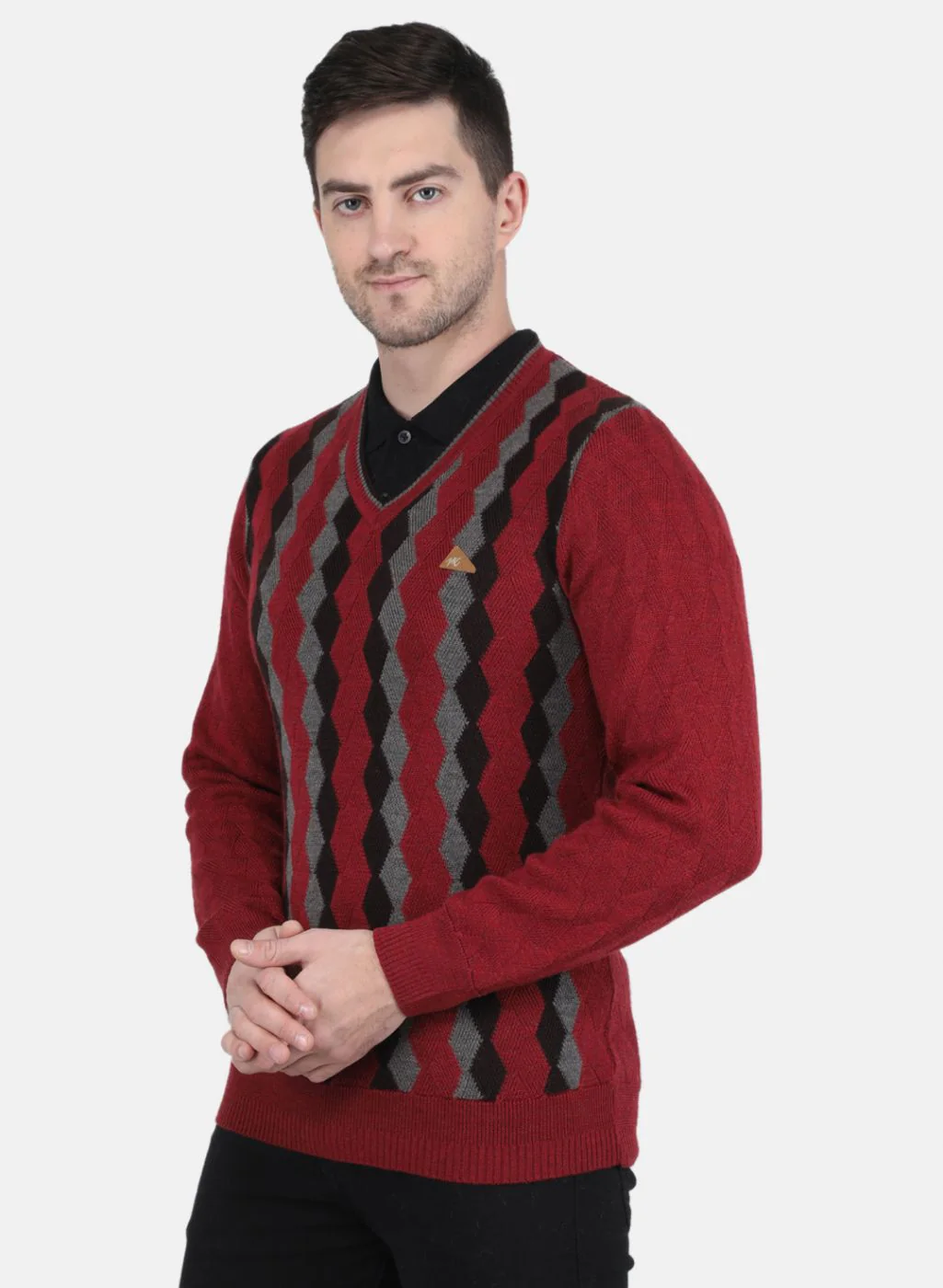 Men Rust Orange Printed Pullover - Image 2