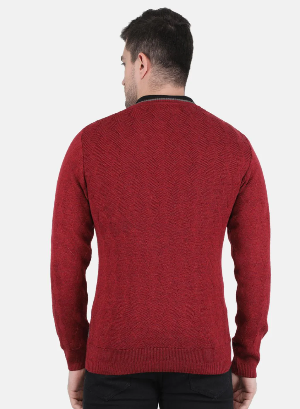 Men Rust Orange Printed Pullover - Image 3