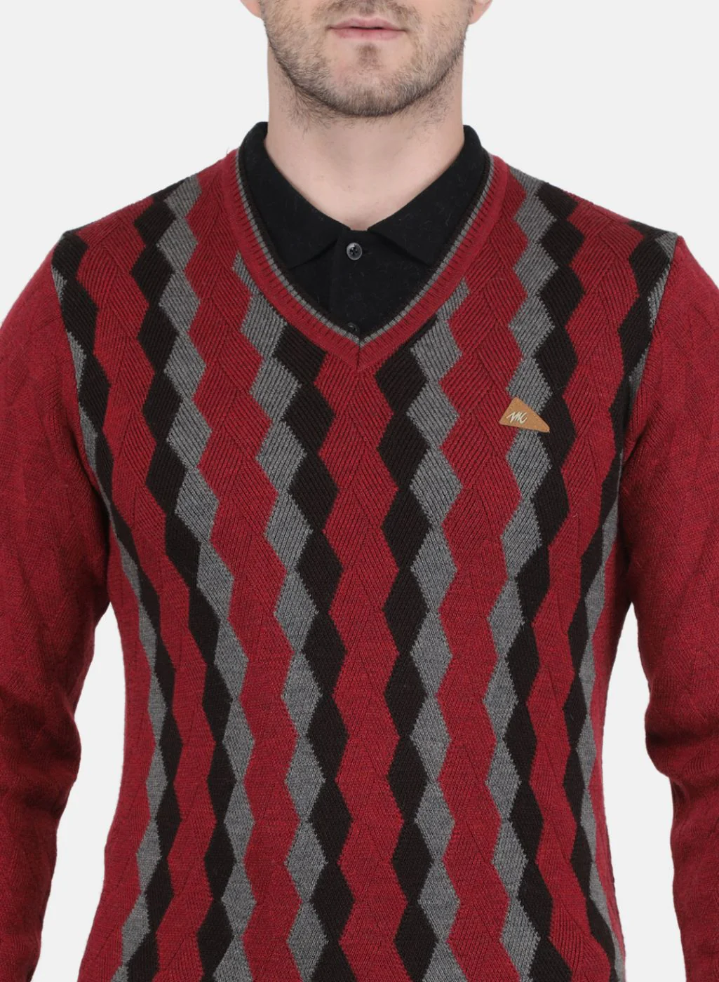 Men Rust Orange Printed Pullover - Image 5
