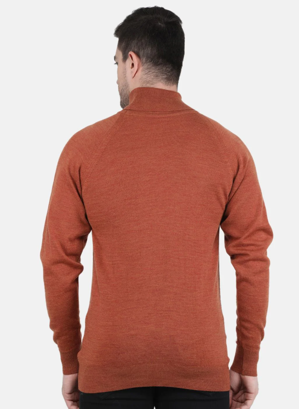 Men Rust Orange Solid Pullover - Image 3