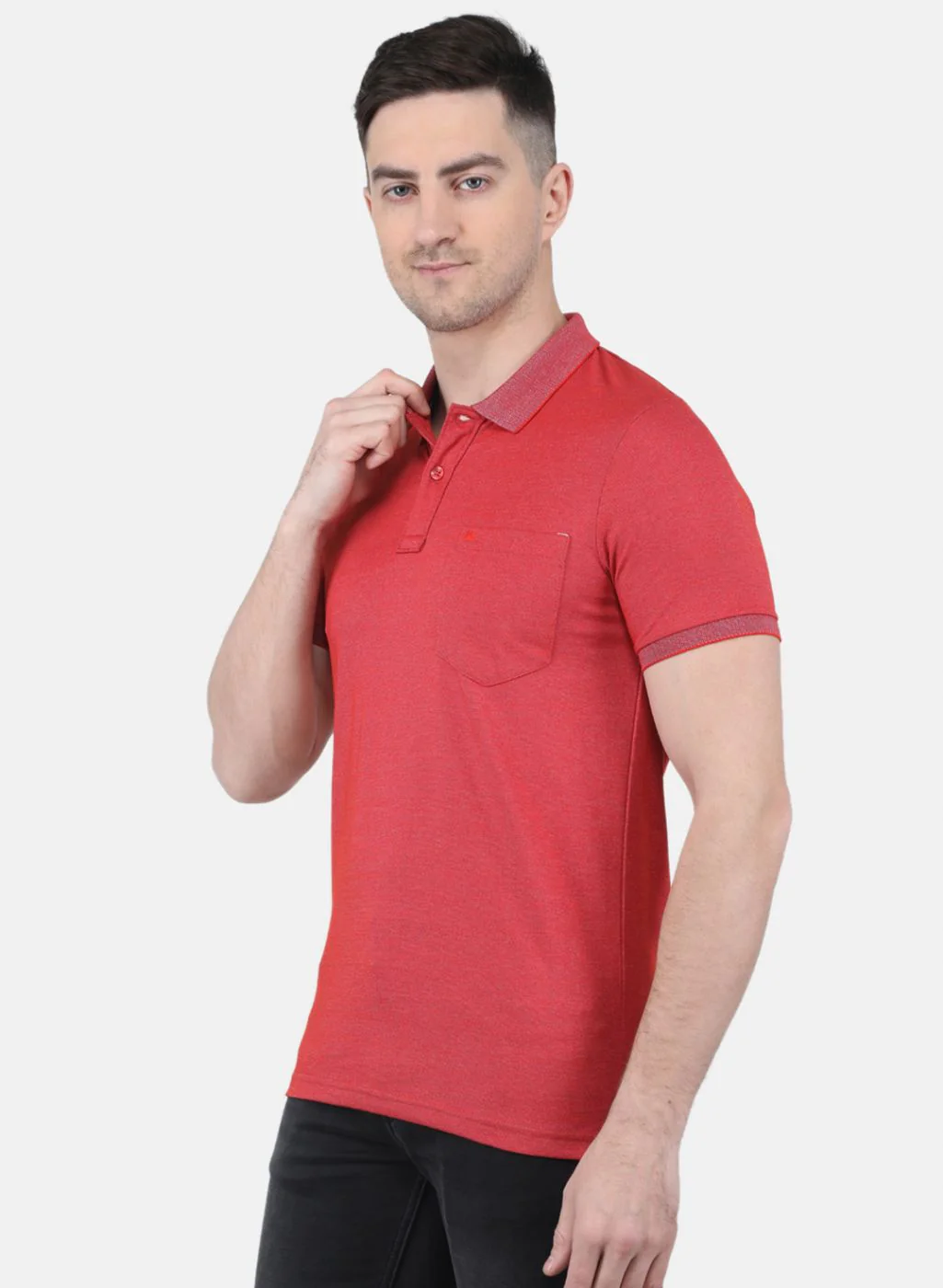 Men Rust Orange Solid T-Shirt - Image 2