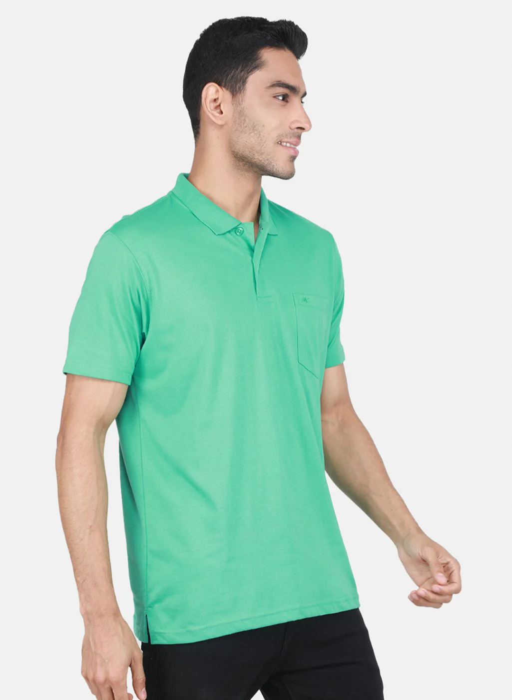 Men Sea Green Solid T-Shirt - Image 6