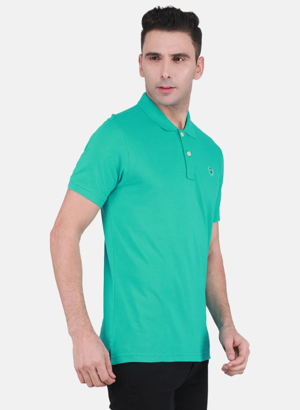 Men Sea Green Solid T-Shirt - Image 6