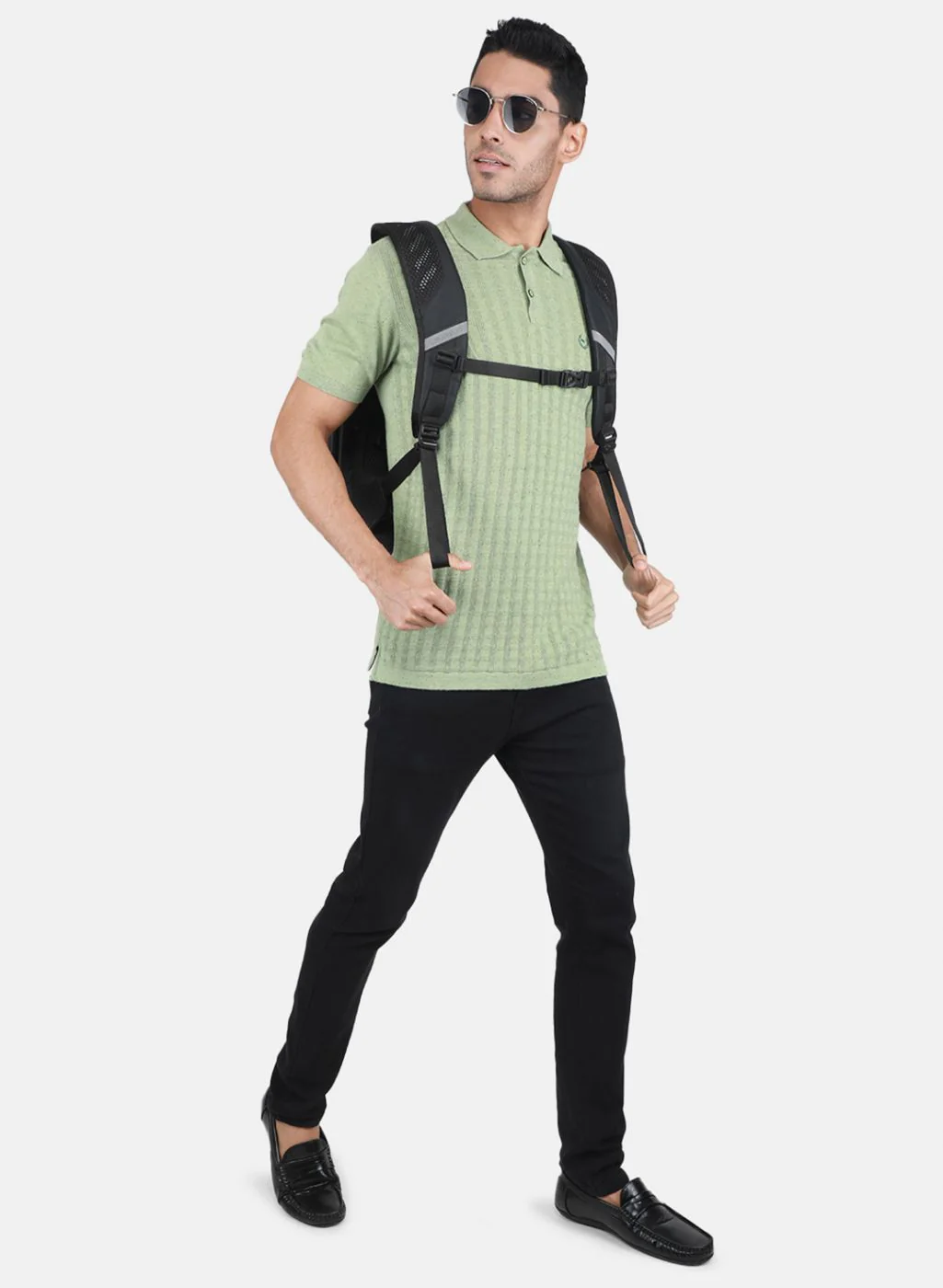 Men Sea Green Solid T-Shirt - Image 4