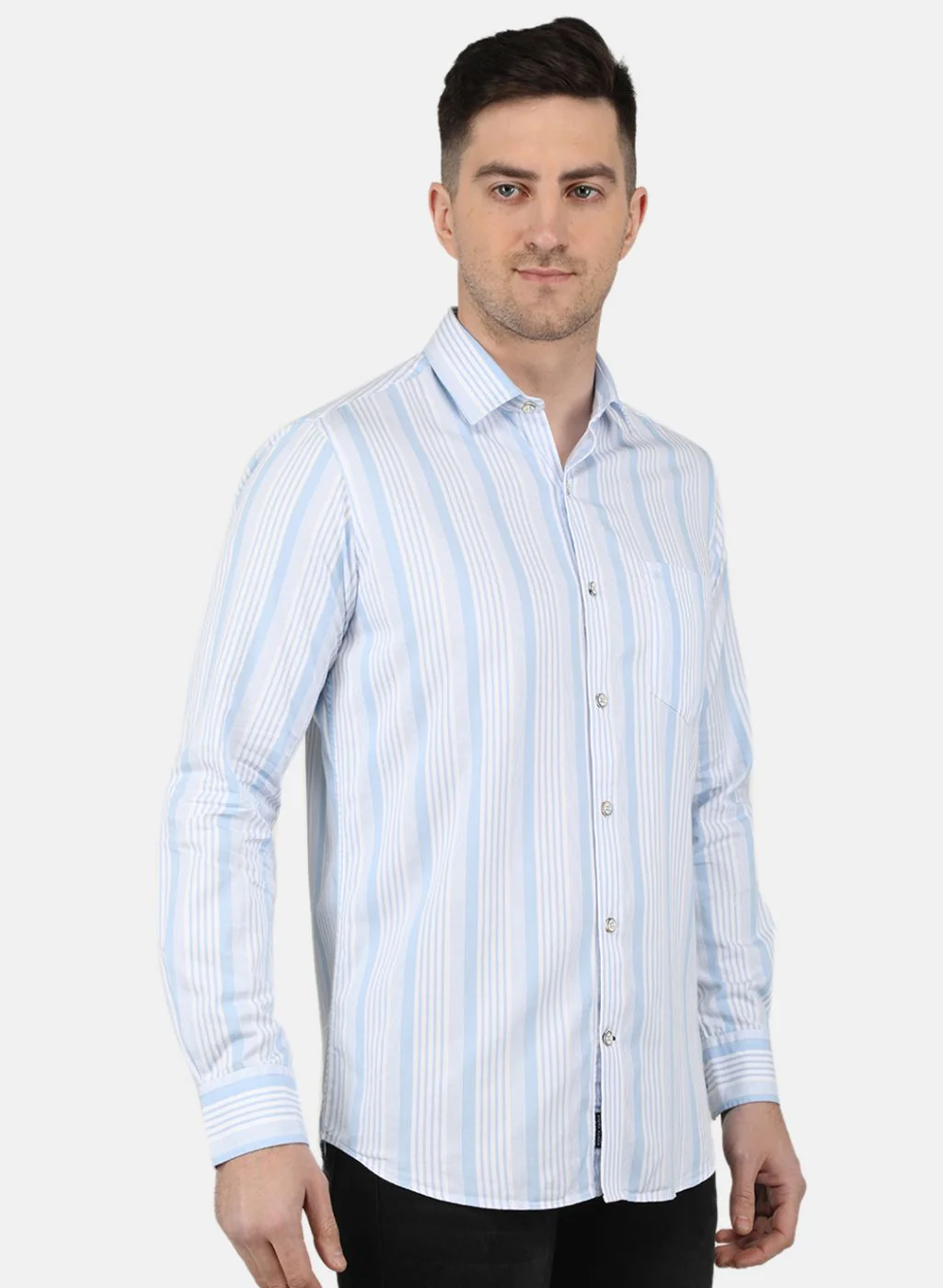 Men Sky Blue Printed Shirt - Image 6