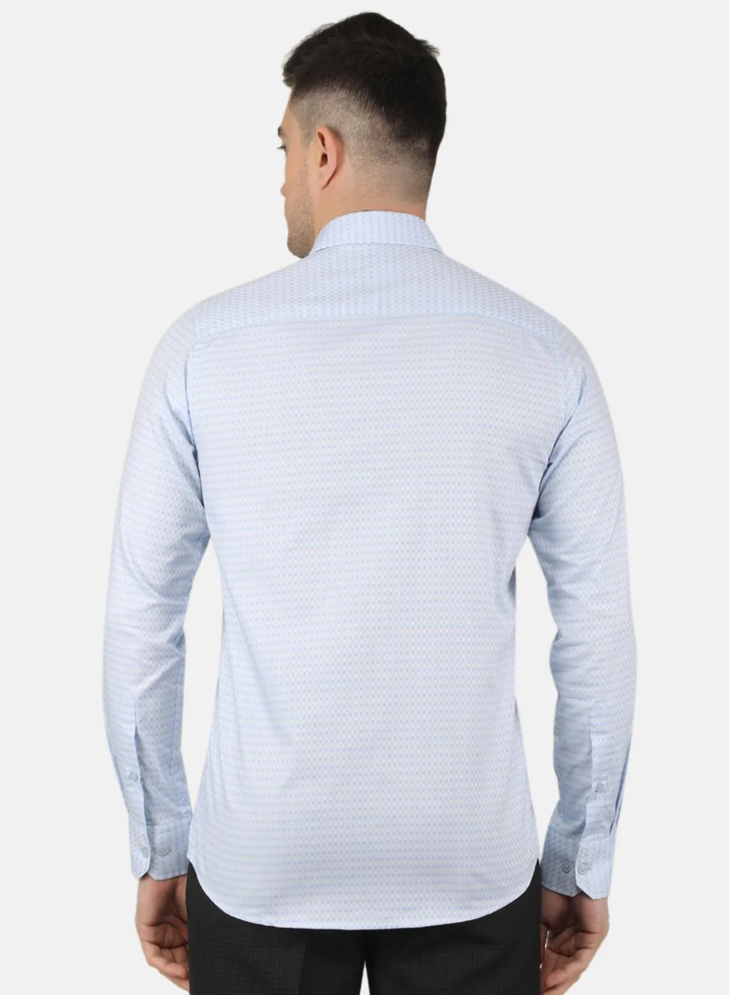 Men Sky Blue Printed Shirt - Image 3