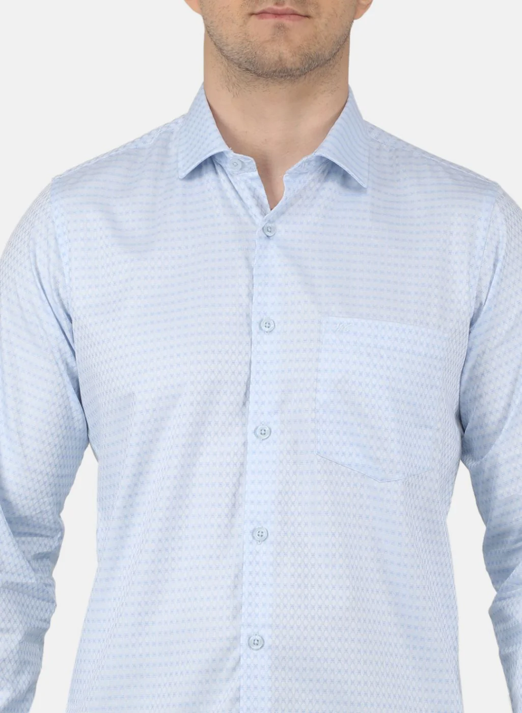 Men Sky Blue Printed Shirt - Image 5