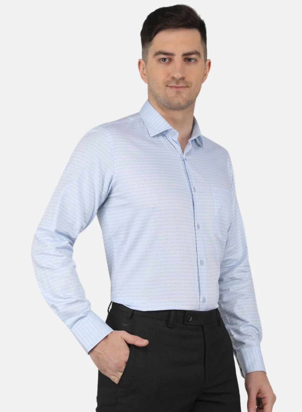 Men Sky Blue Printed Shirt - Image 6