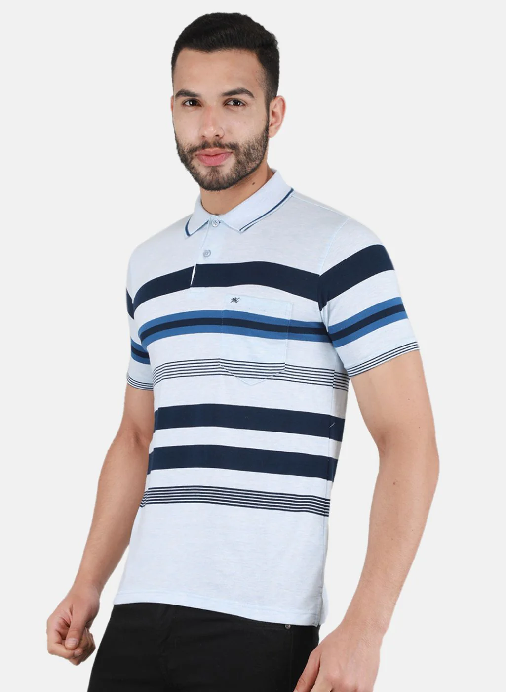Men Sky Blue Printed T-Shirt - Image 2