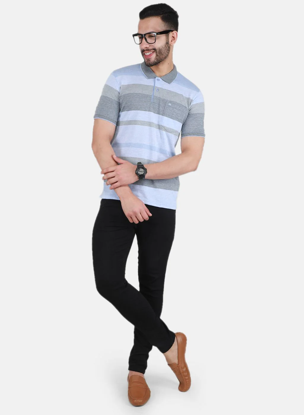 Men Sky Blue Printed T-Shirt - Image 4