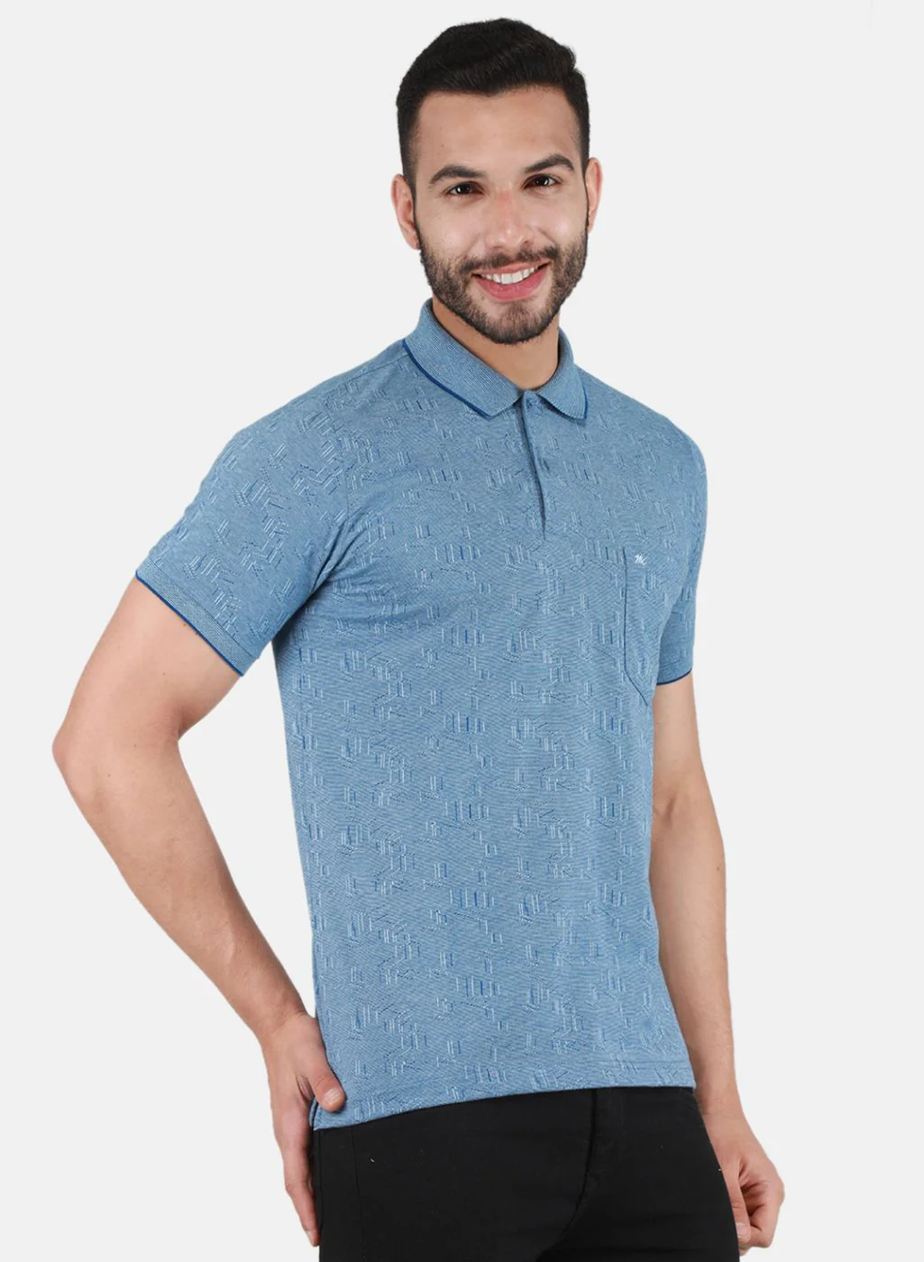 Men Sky Blue Printed T-Shirt - Image 6