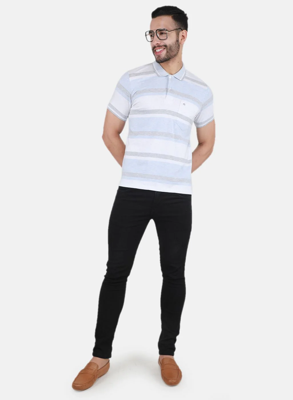 Men Sky Blue Printed T-Shirt - Image 4