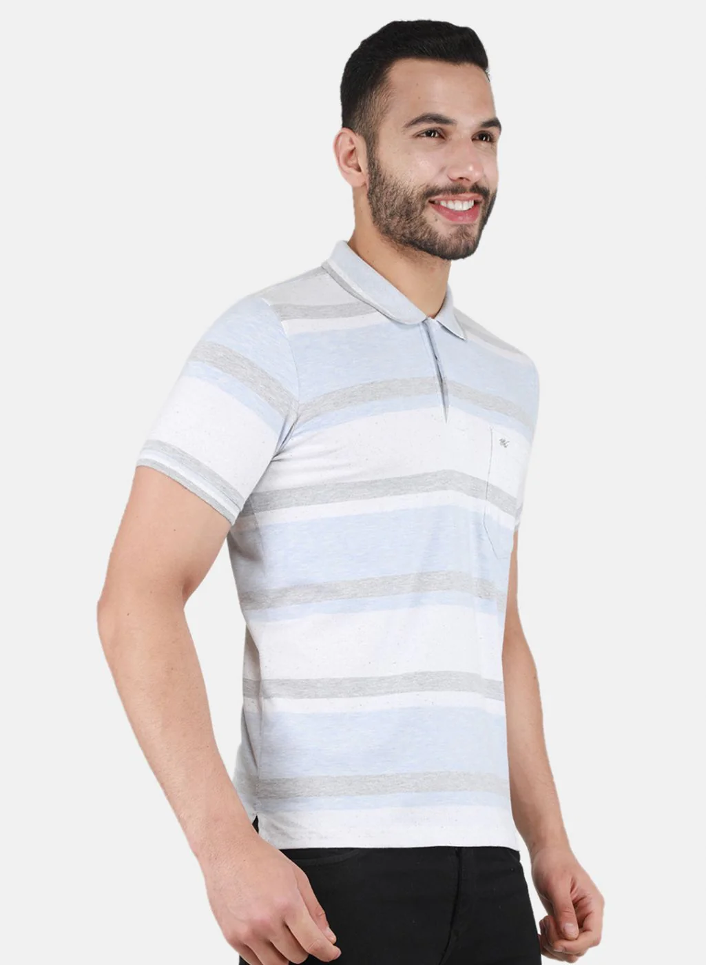 Men Sky Blue Printed T-Shirt - Image 6