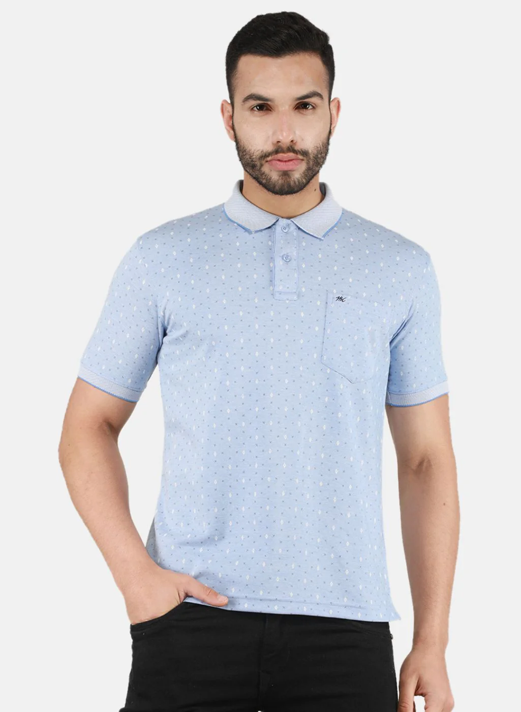 Men Sky Blue Printed T-Shirt