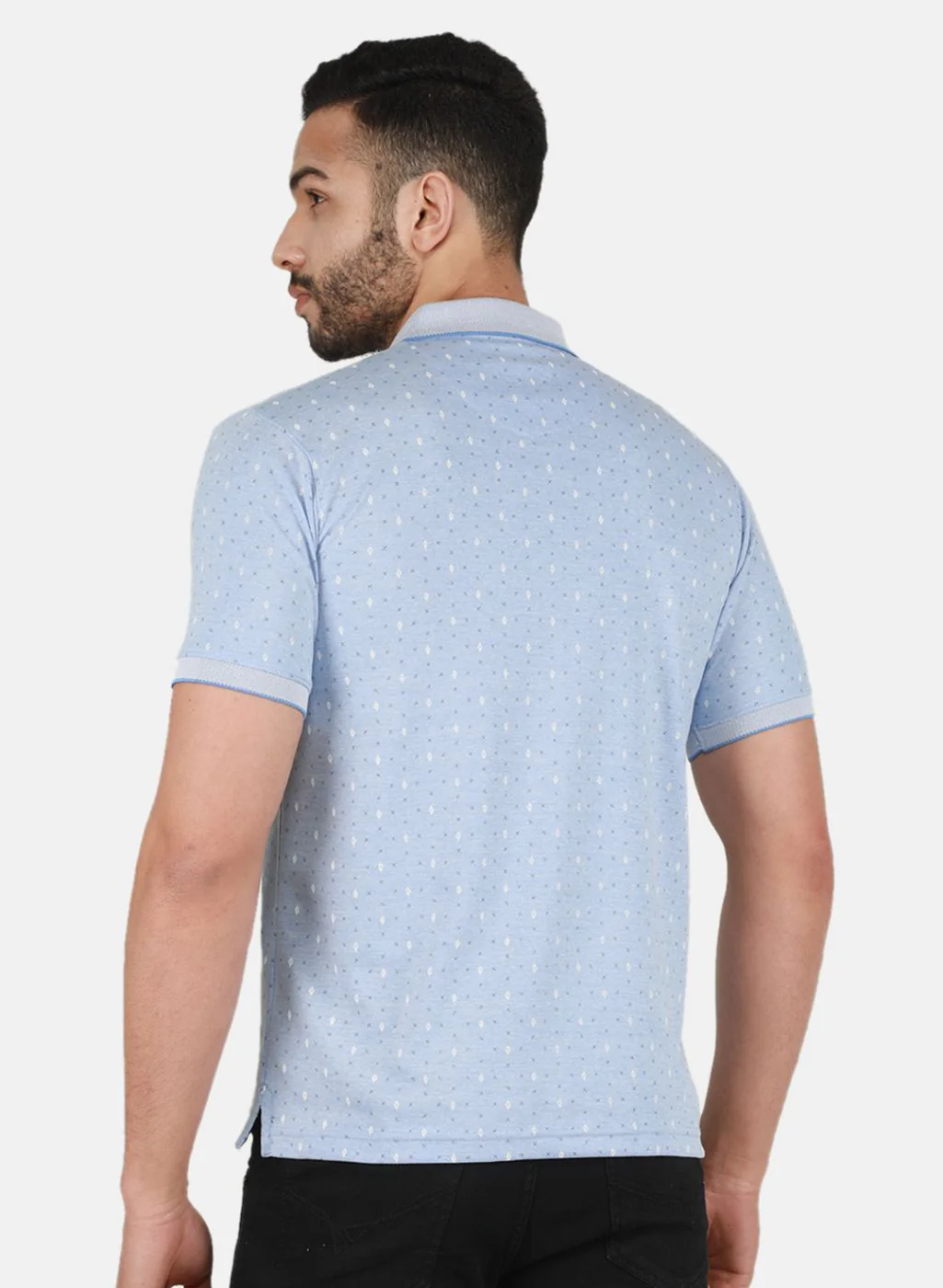 Men Sky Blue Printed T-Shirt - Image 3