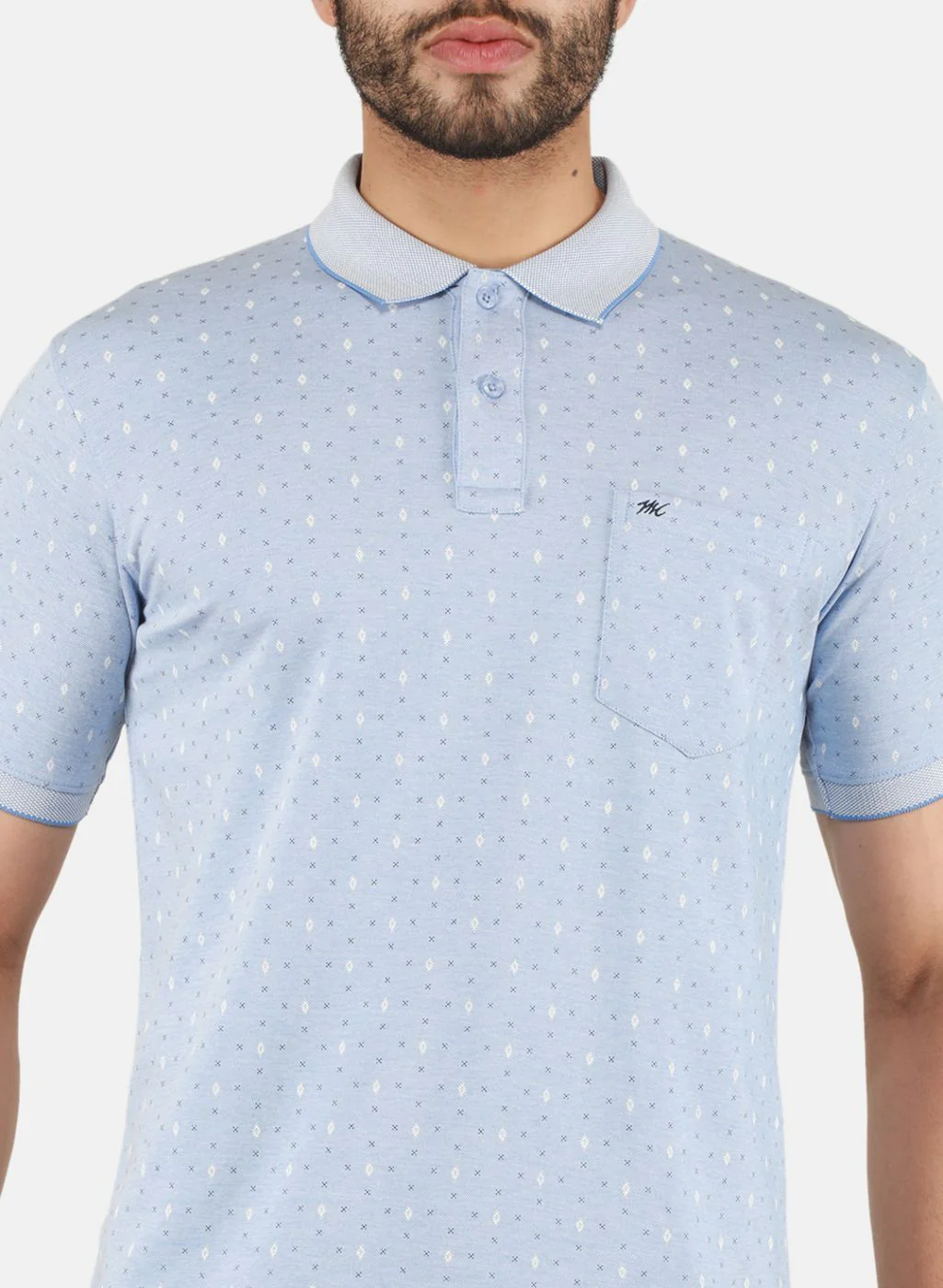 Men Sky Blue Printed T-Shirt - Image 5