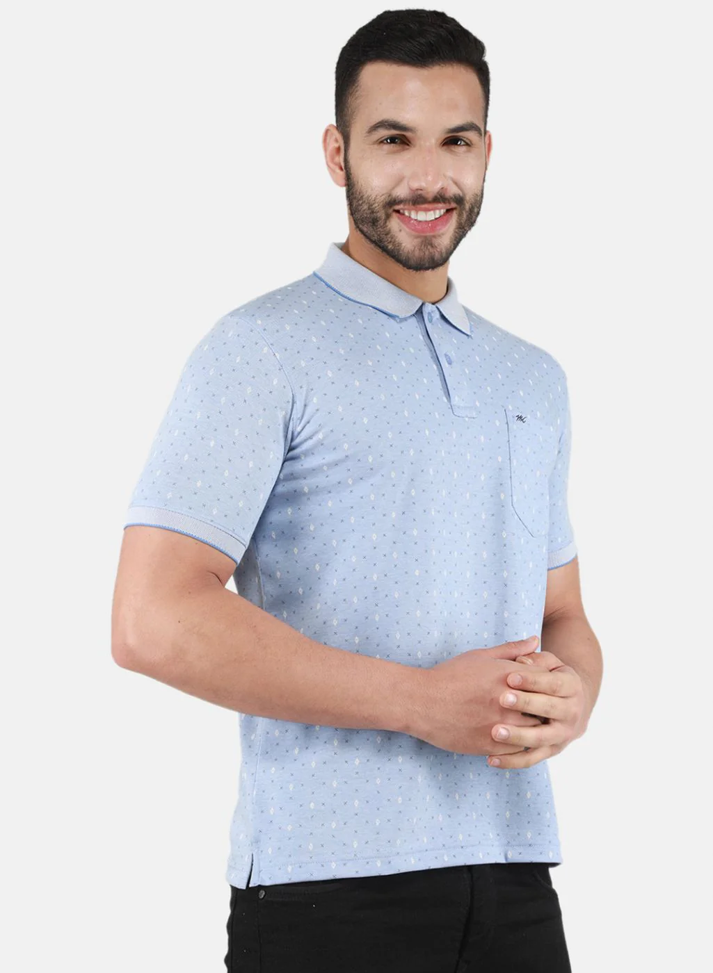 Men Sky Blue Printed T-Shirt - Image 6