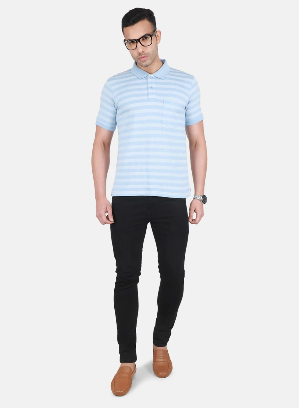 Men Sky Blue Printed T-Shirt - Image 4