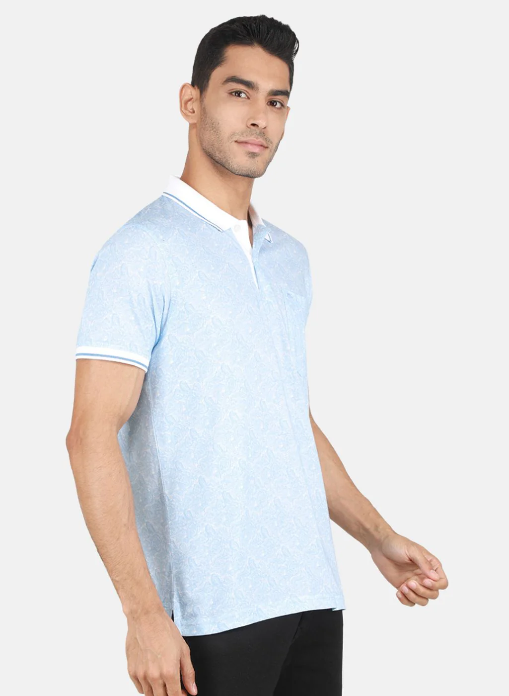 Men Sky Blue Printed T-Shirt - Image 6