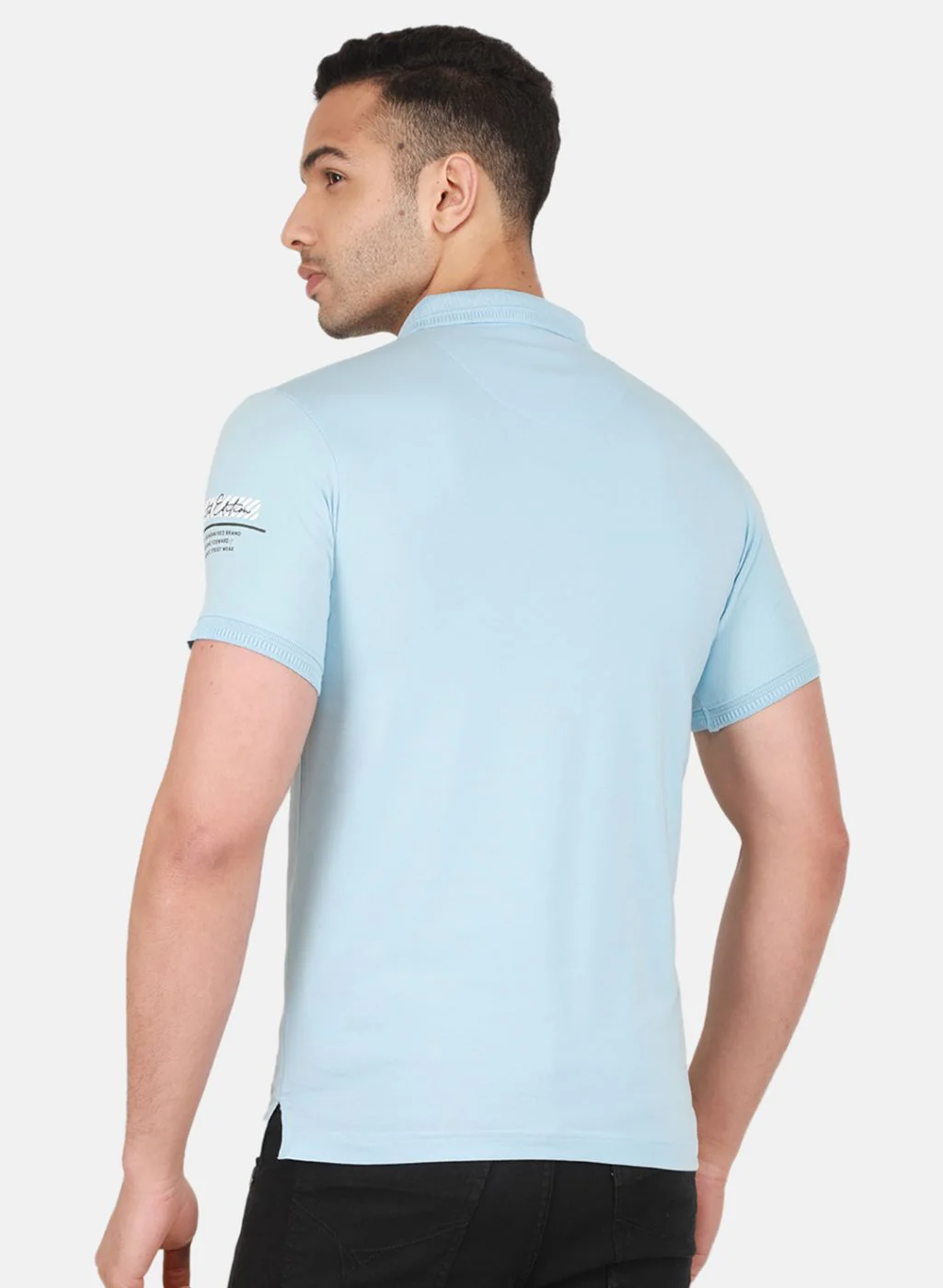 Men Sky Blue Printed T-Shirt - Image 3