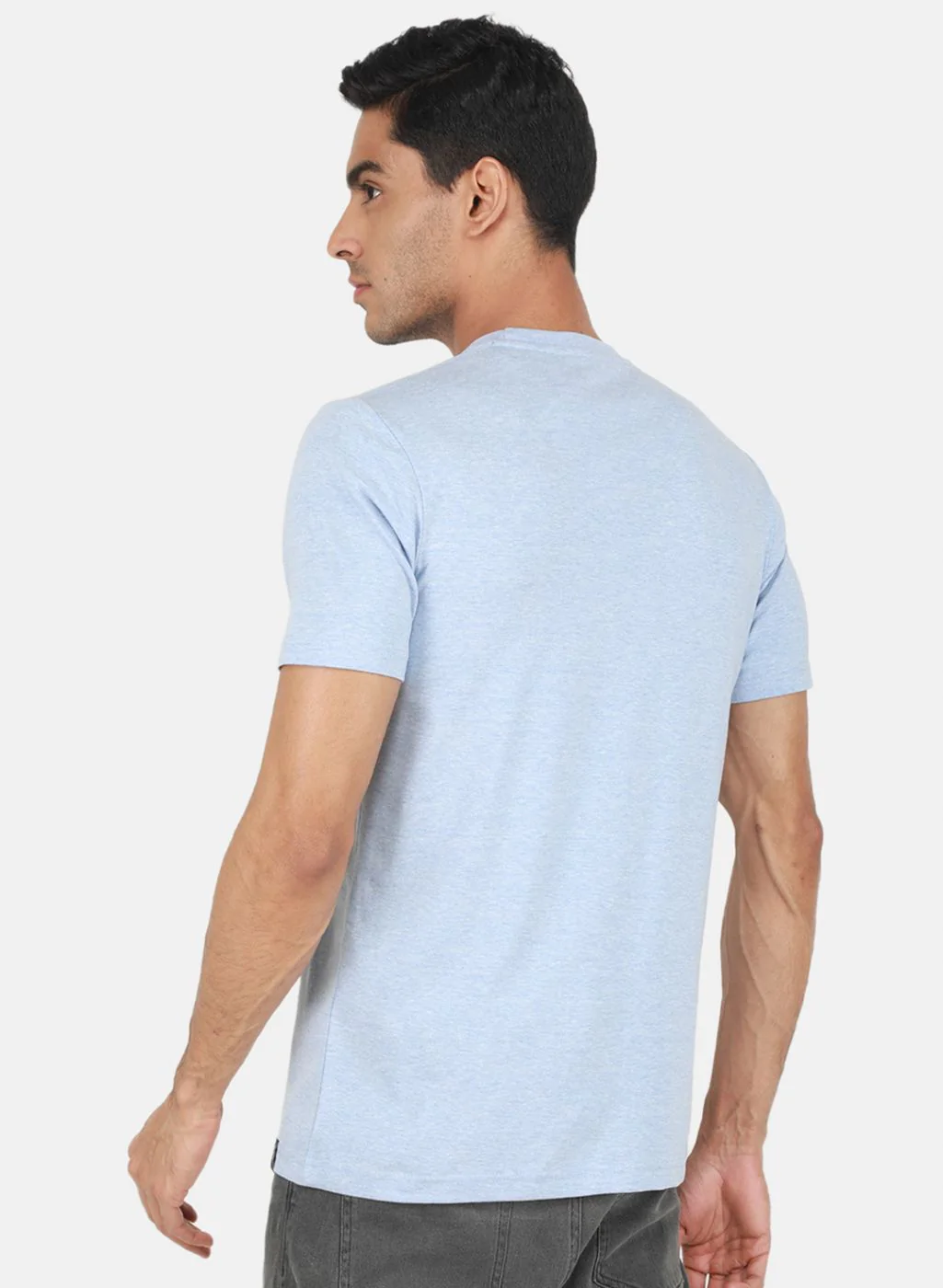 Men Sky Blue Printed T-Shirt - Image 4