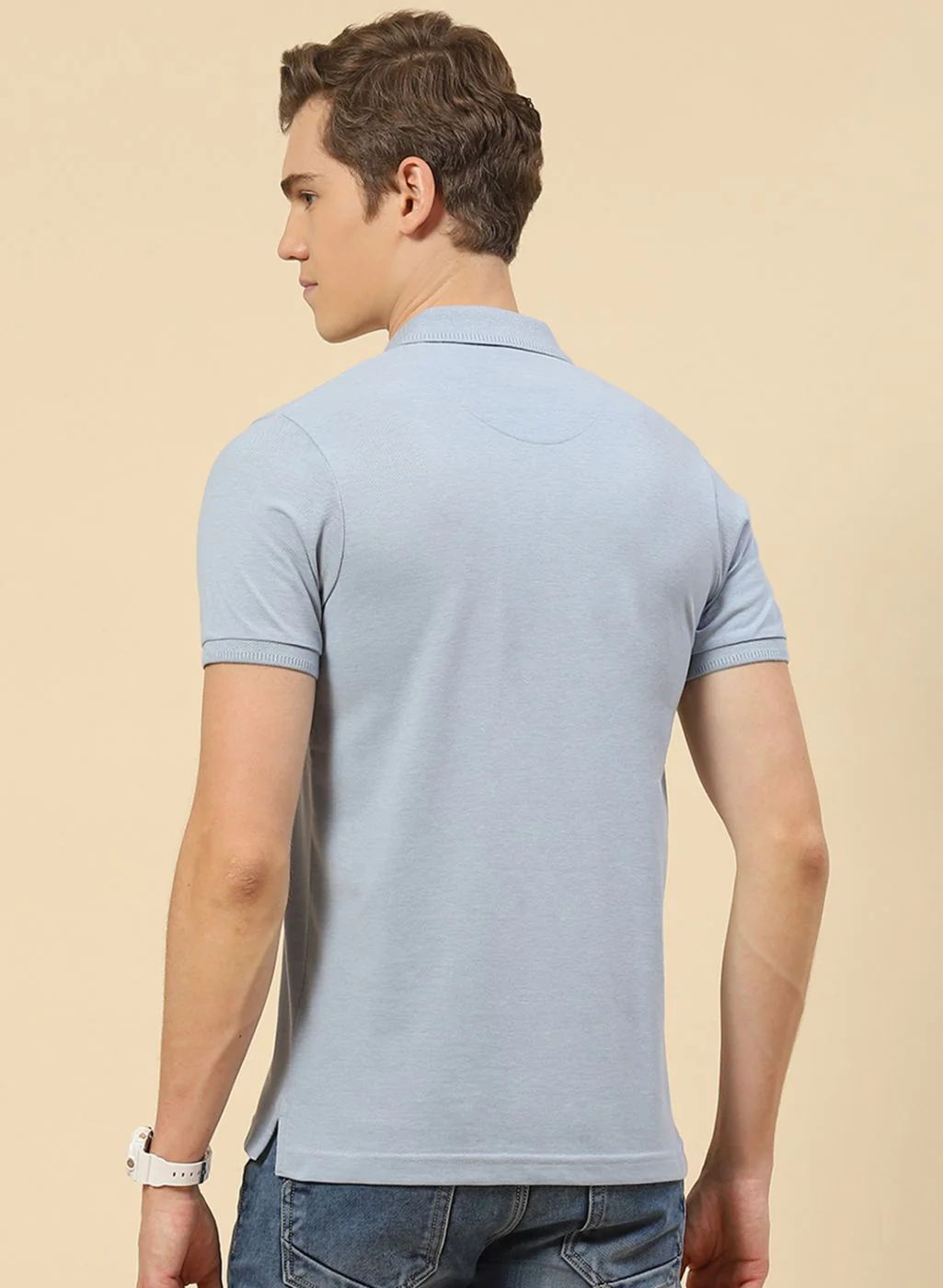 Men Sky Blue Printed T-Shirt - Image 5