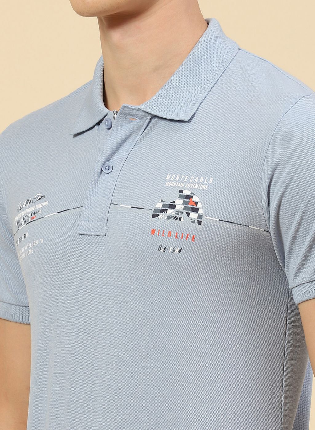 Men Sky Blue Printed T-Shirt - Image 6