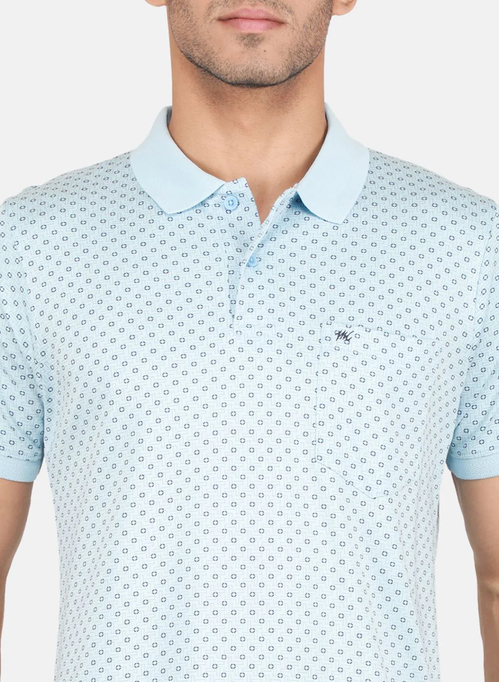 Men Sky Blue Printed T-Shirt - Image 5