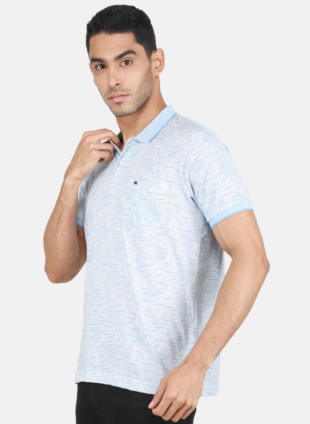 Men Sky Blue Printed T-Shirt - Image 2