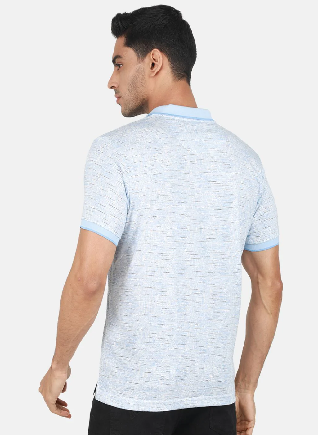 Men Sky Blue Printed T-Shirt - Image 3