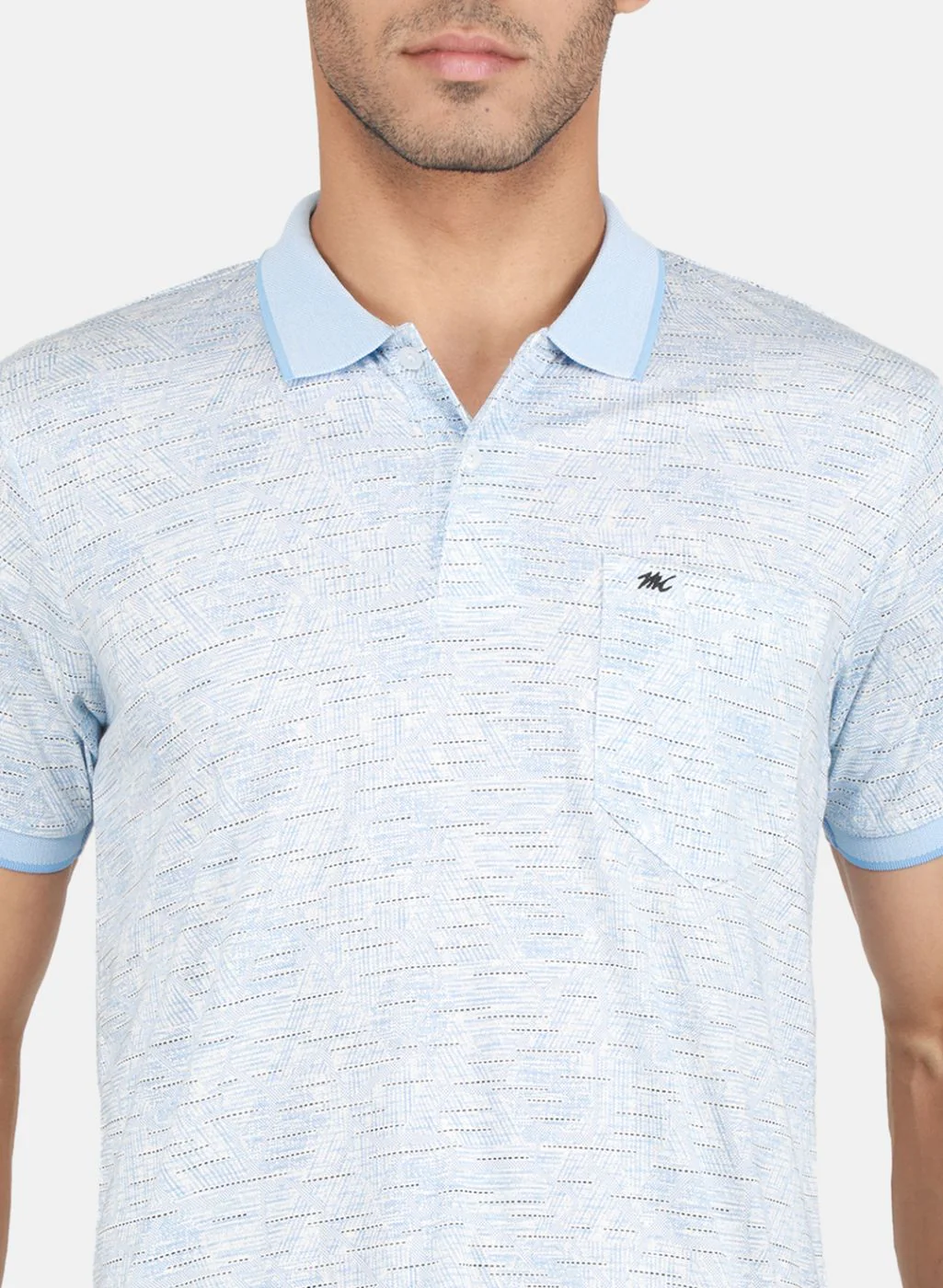 Men Sky Blue Printed T-Shirt - Image 5