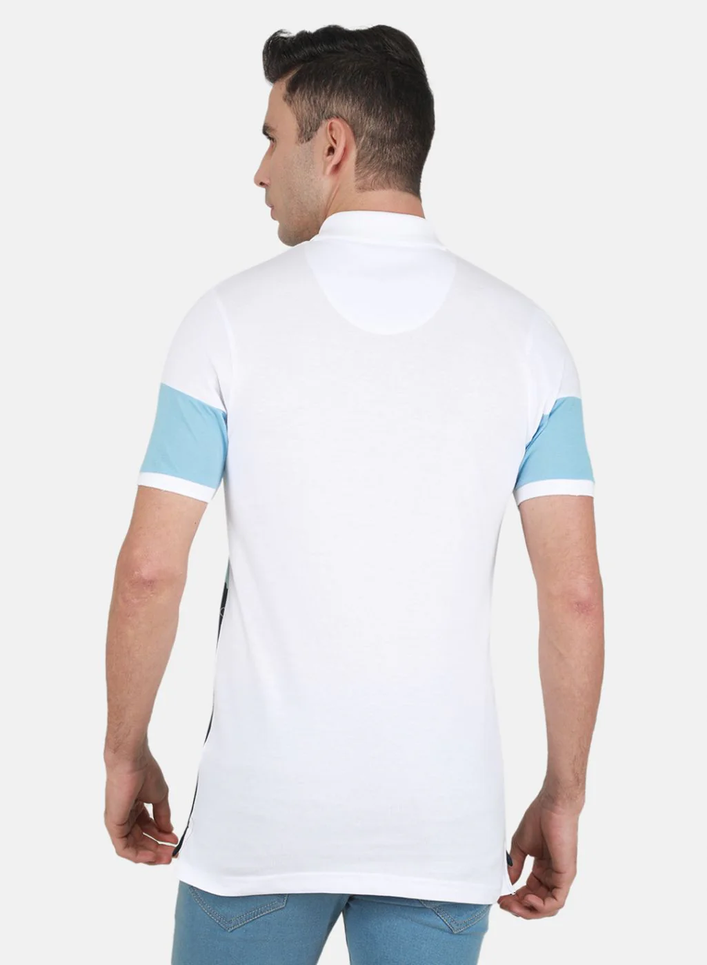 Men Sky Blue Printed T-Shirt - Image 3