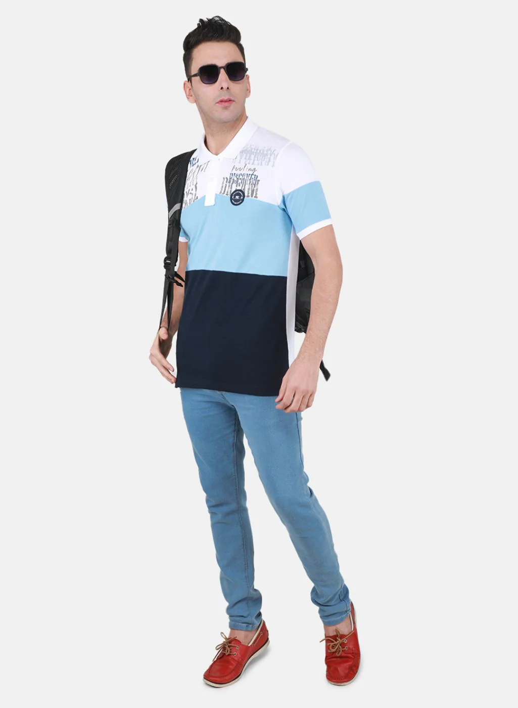 Men Sky Blue Printed T-Shirt - Image 4