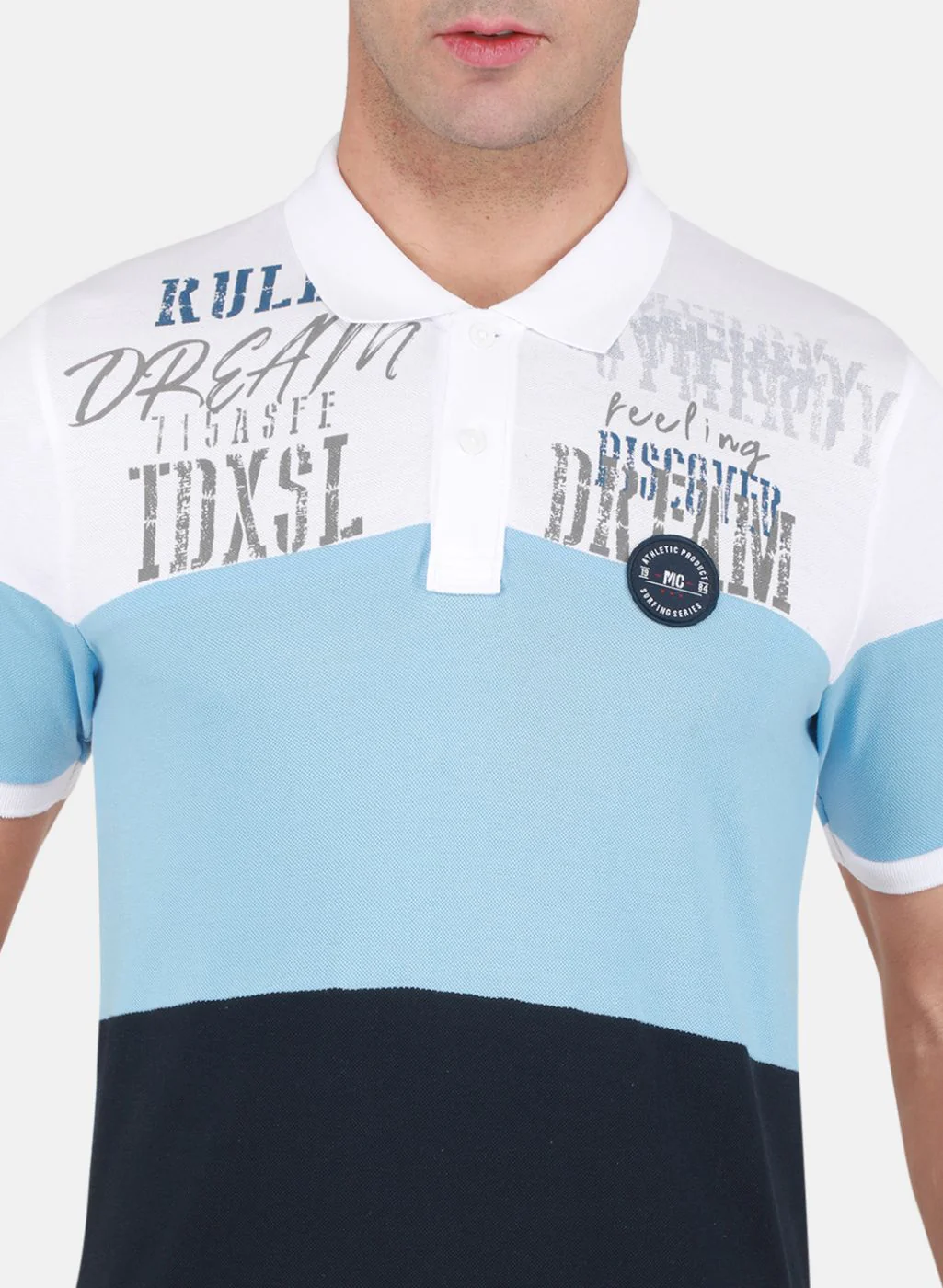 Men Sky Blue Printed T-Shirt - Image 5