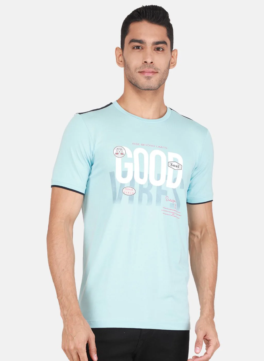 Men Sky Blue Printed T-Shirt