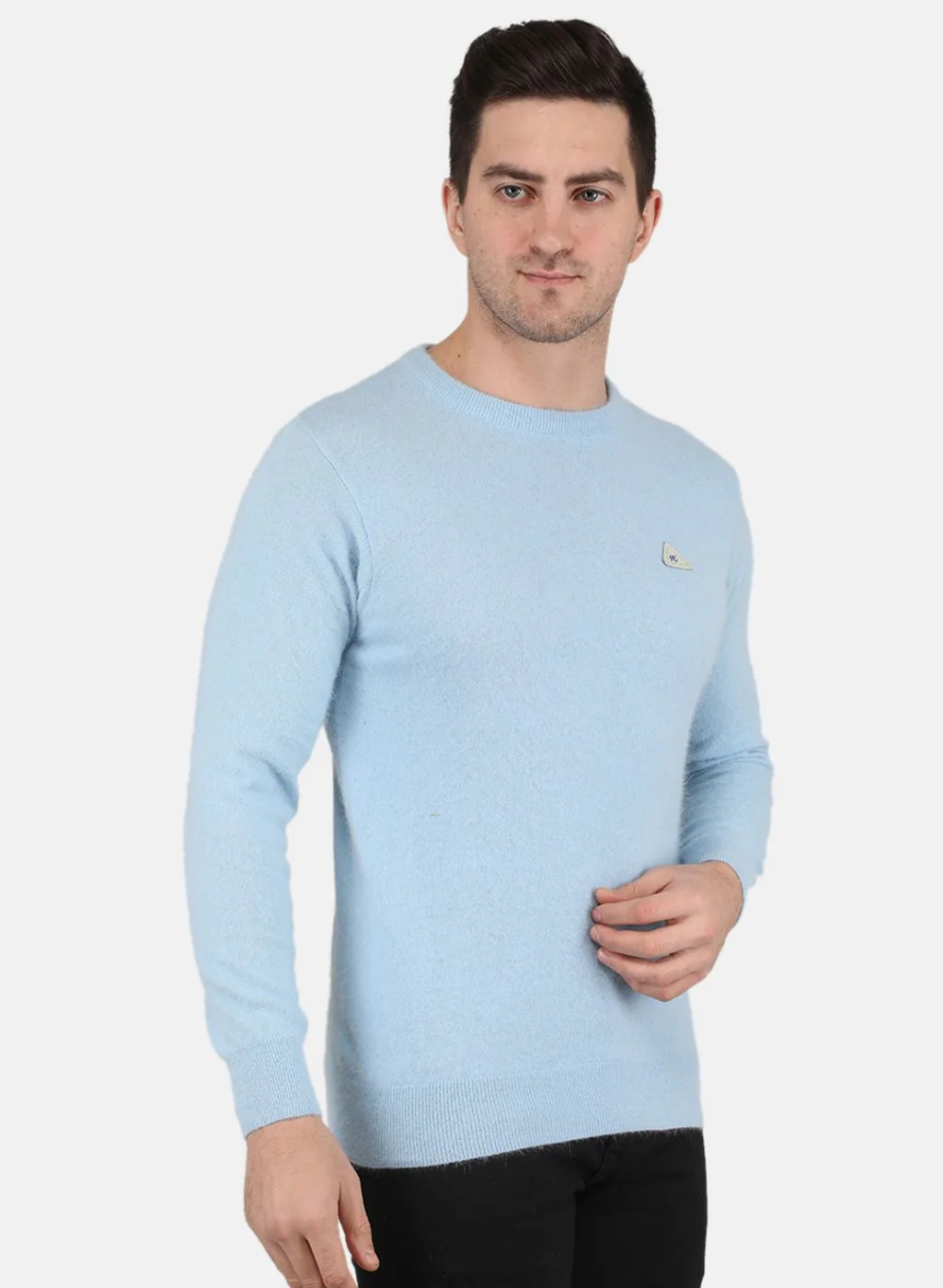 Men Sky Blue Solid Pullover - Image 6